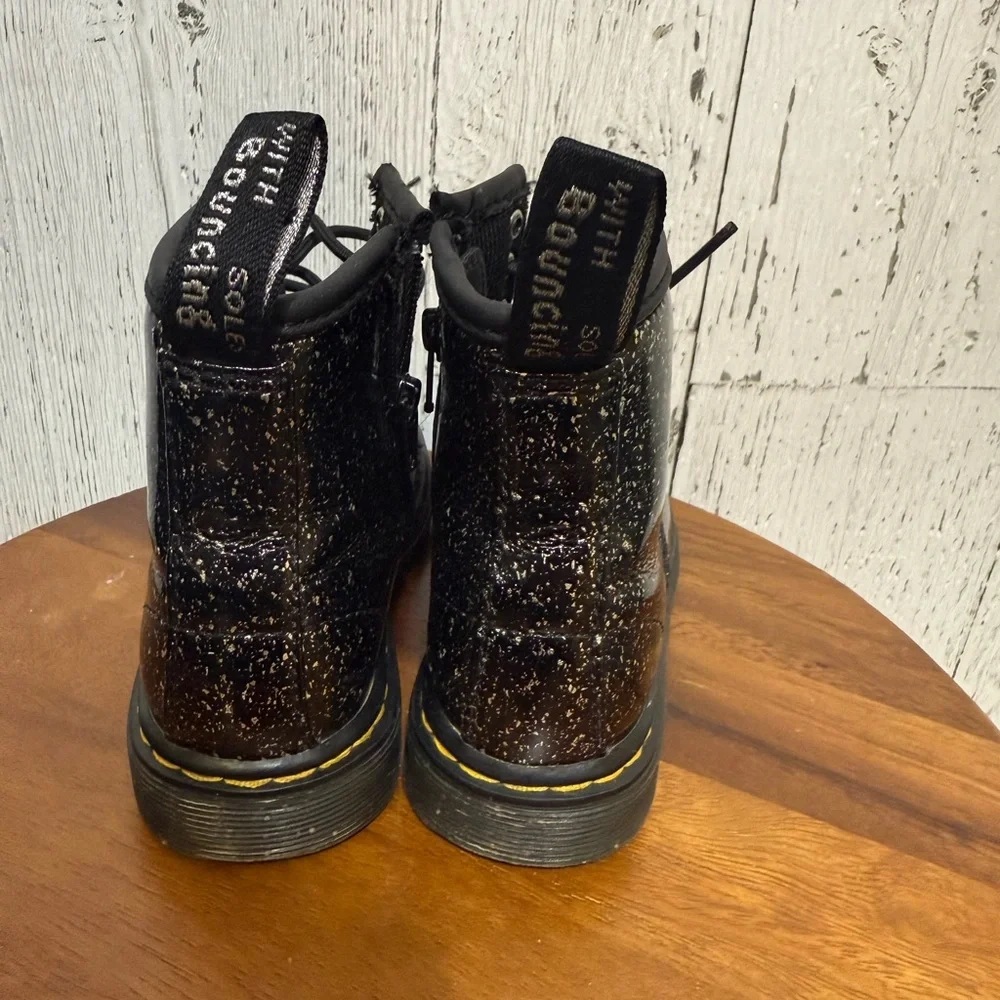 Dr. Martens Black Glitter Kids Boots - Picture 3 of 5